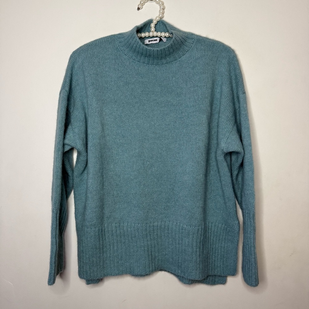 Pacas Alpaca Baby Blue Mock Neck Sweater - Picture 2 of 6